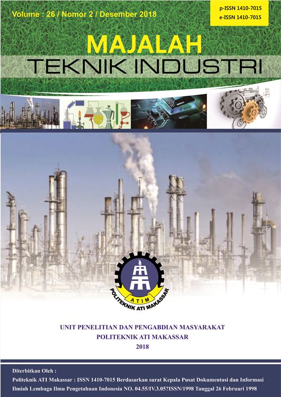 					View Vol. 26 No. 2 (2018): Majalah Teknik Industri Desember 2018
				