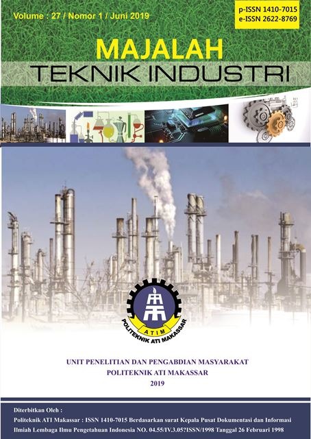 					View Vol. 27 No. 1 (2019): Majalah Teknik Industri Juni 2019
				