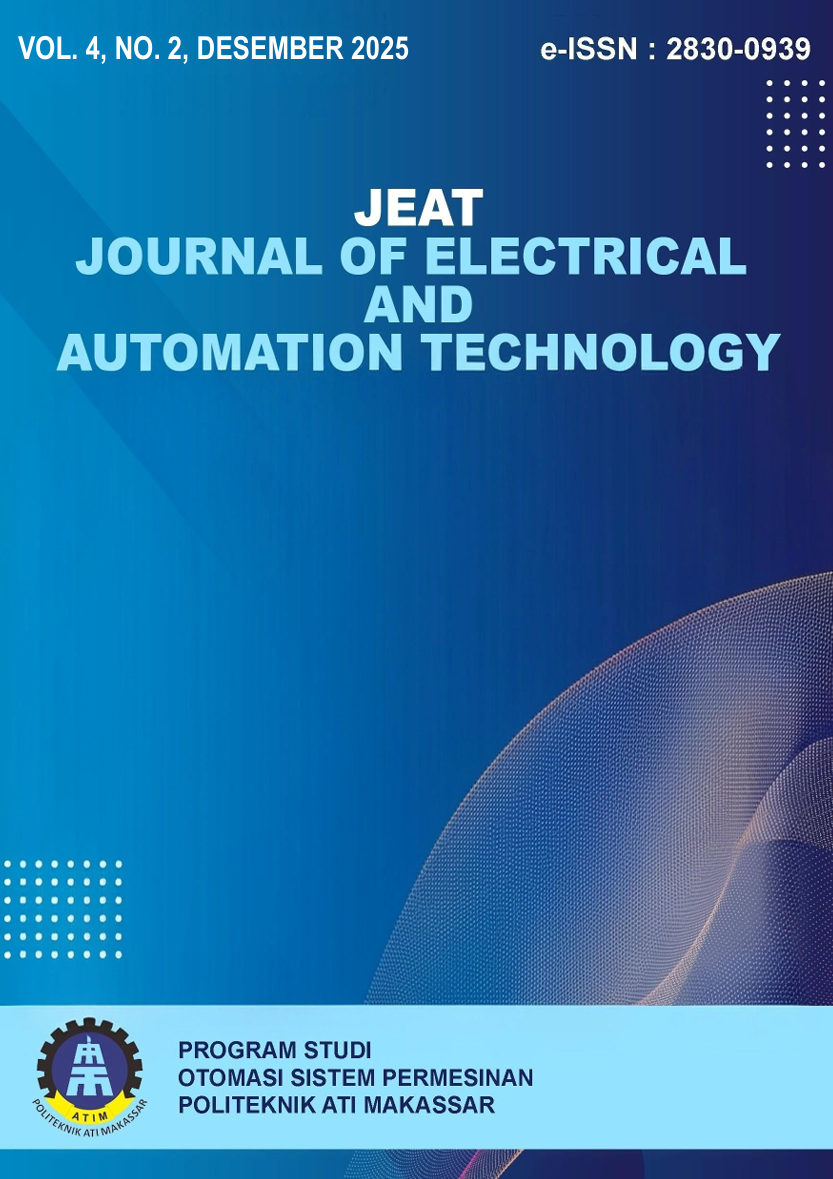 					Lihat Vol 4 No 2 (2025): JEAT : Journal of Electrical and Automation Technology
				